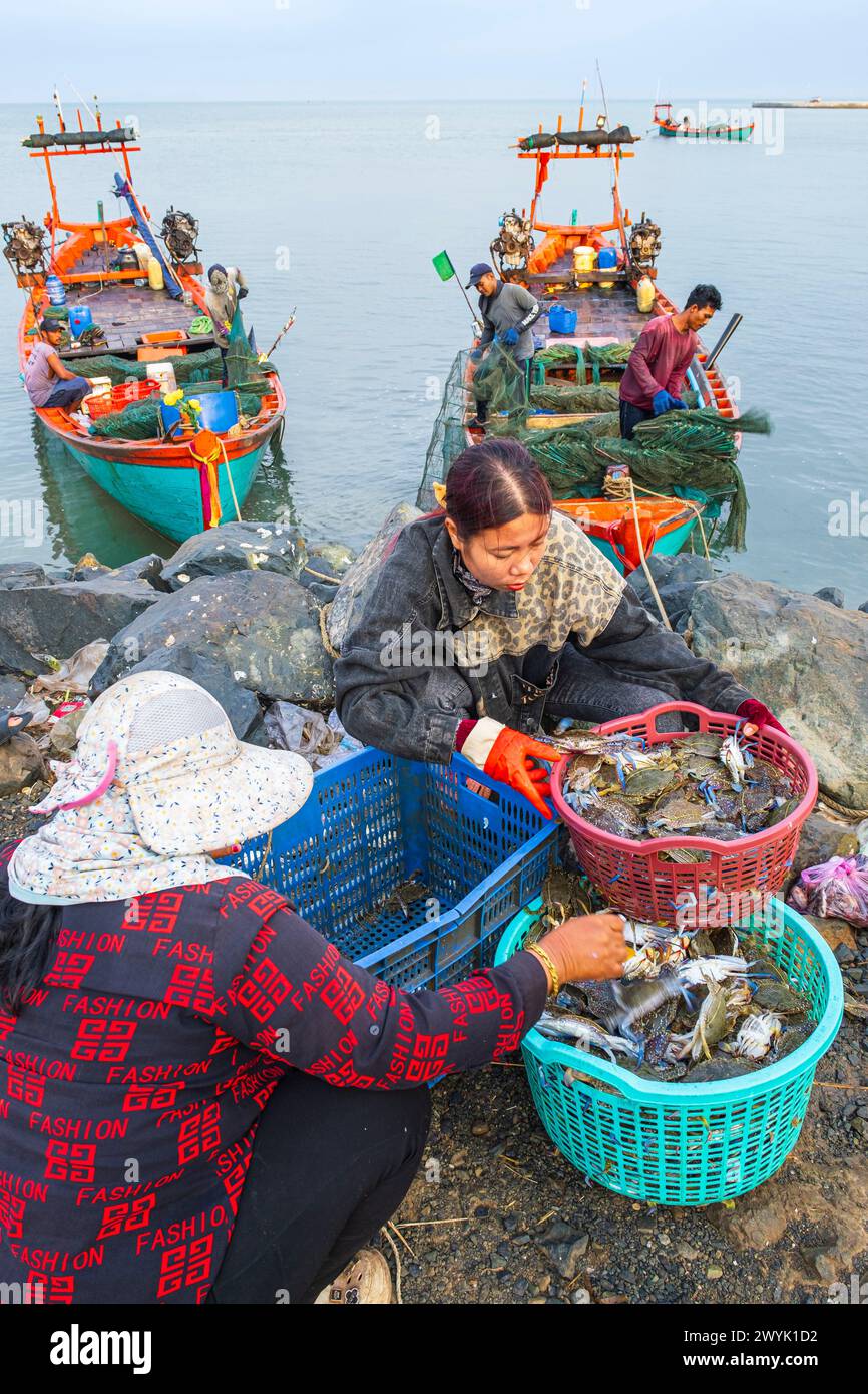 Cambodia, Kep province, Kep searesort, the crab market Stock Photo