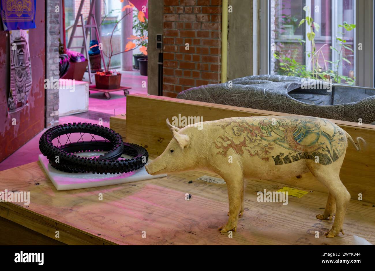 Belgium, East Flanders, Ghent, Studio Wim Delvoye Stock Photo