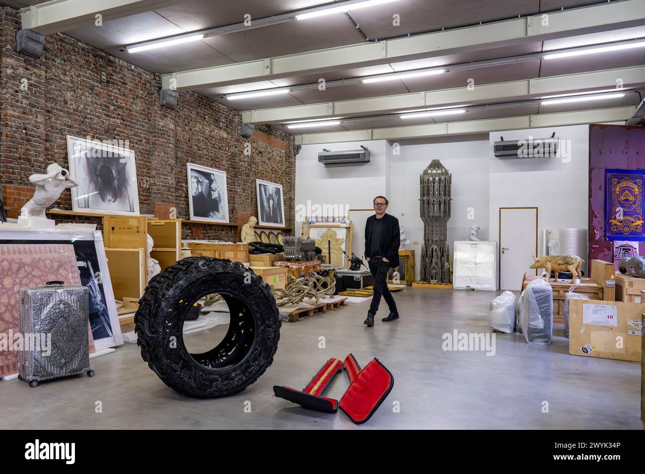 Belgium, East Flanders, Ghent, Studio Wim Delvoye, the artist Wim Delvoye Stock Photo