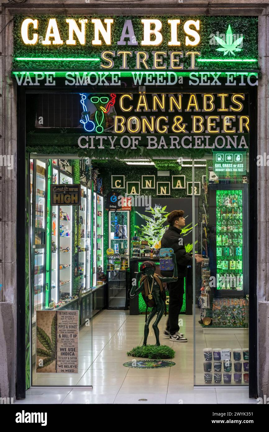 Cannabis Store in barcelona, Catalonia, Spain Stock Photo