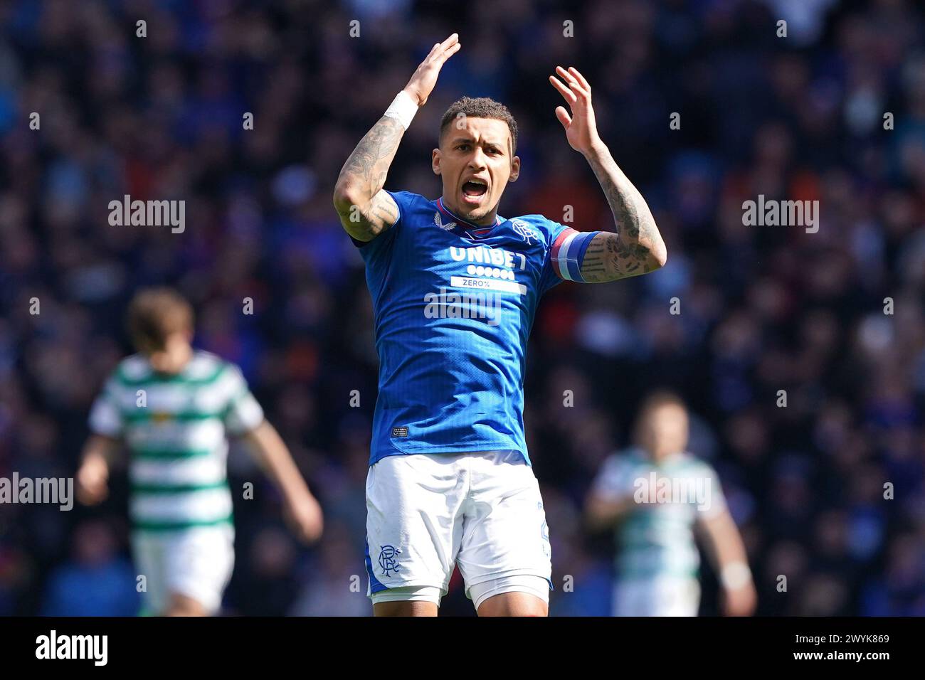 Rangers' James Tavernier celebrates scoring their side's first goal of ...