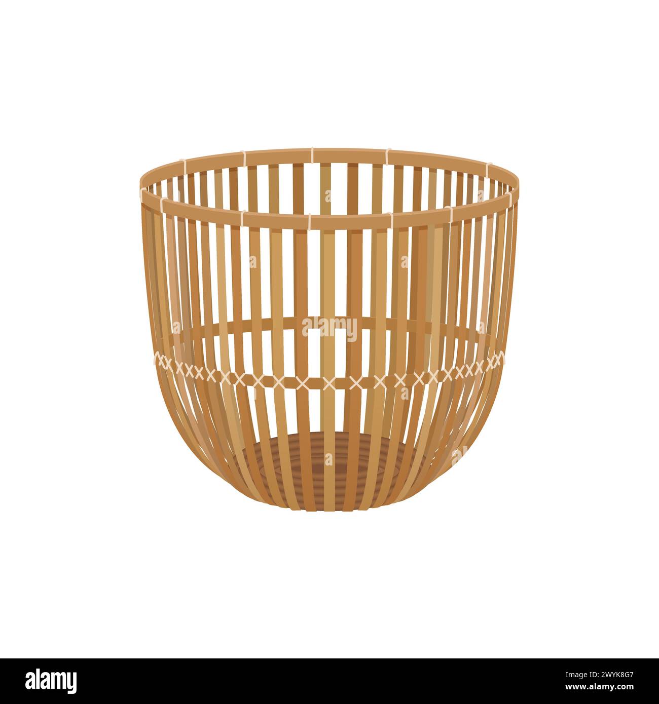 3D empty wicker basket with lattice texture, handmade decorative ...