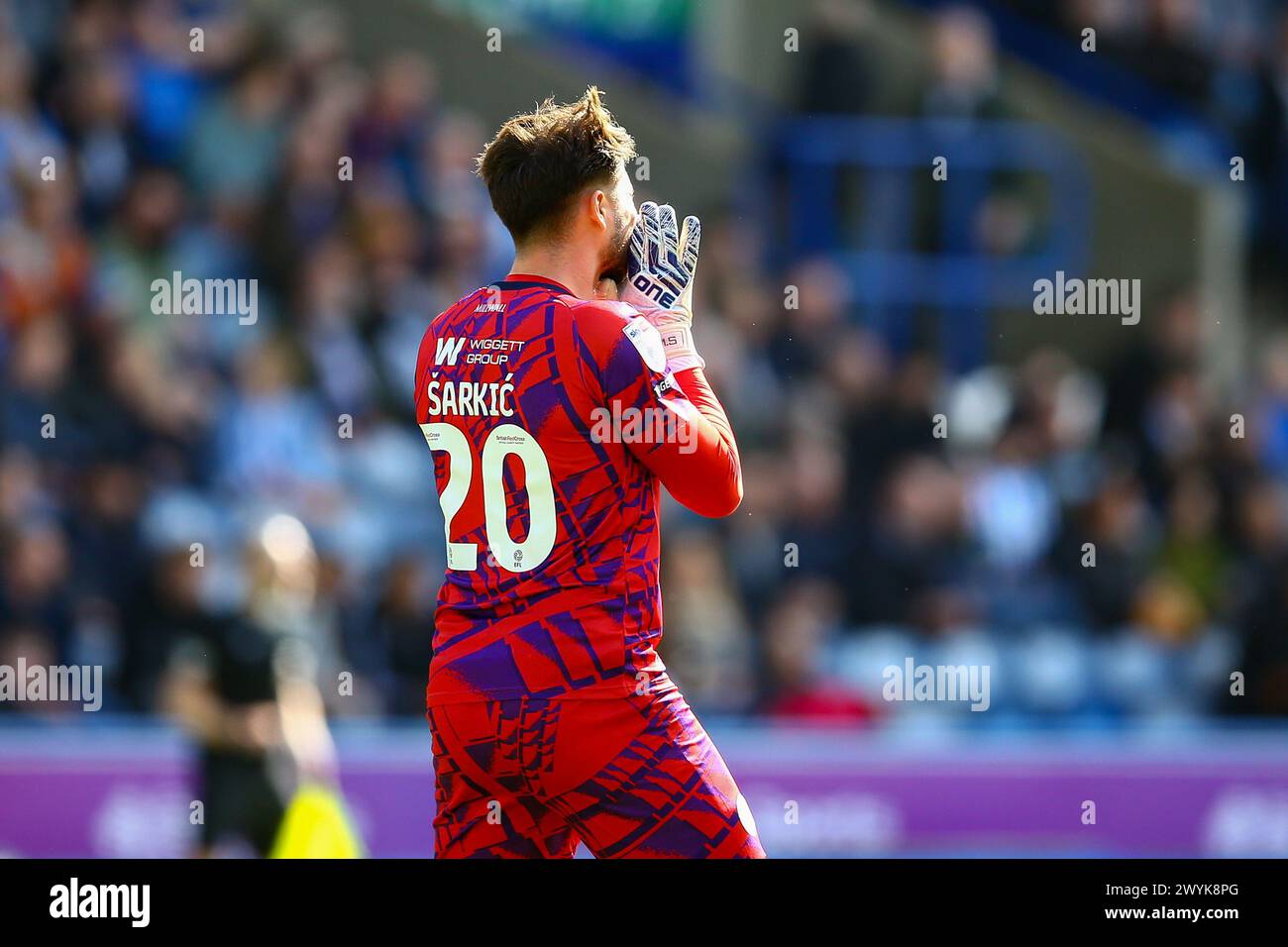 John Smith's Stadium, Huddersfield, England - 6th April 2024 Matija Sarkic Goalkeeper of Millwall - during the game Huddersfield v Millwall, Sky Bet Championship,  2023/24, John Smith's Stadium, Huddersfield, England - 6th April 2024 Credit: Arthur Haigh/WhiteRosePhotos/Alamy Live News Stock Photo