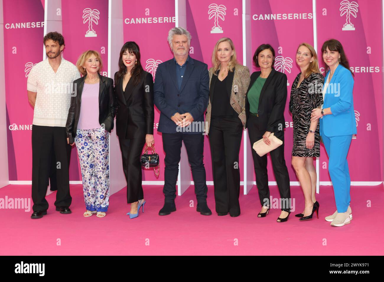 Cannes, France. 06th Apr, 2024. CANNES, France 6. APRIL; Arnaud Binard, Marie-Anne Chazel, Nolwenn Leroy and Catherine Marchal attend the pink carpet during the 7th Canneseries International Festival on April 06, 2024 in Cannes, France picture and copyright Thierry CARPICO/ATP images (CARPICO Thierry/ATP/SPP) Credit: SPP Sport Press Photo. /Alamy Live News Stock Photo