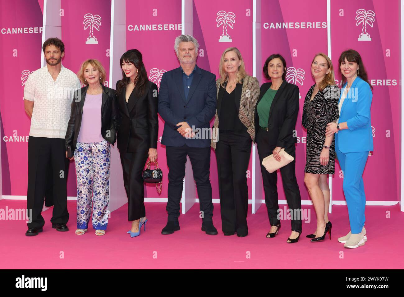 Cannes, France. 06th Apr, 2024. CANNES, France 6. APRIL; Arnaud Binard, Marie-Anne Chazel, Nolwenn Leroy and Catherine Marchal attend the pink carpet during the 7th Canneseries International Festival on April 06, 2024 in Cannes, France picture and copyright Thierry CARPICO/ATP images (CARPICO Thierry/ATP/SPP) Credit: SPP Sport Press Photo. /Alamy Live News Stock Photo