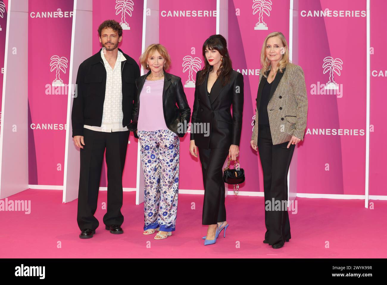 Cannes, France. 06th Apr, 2024. CANNES, France 6. APRIL; Arnaud Binard, Marie-Anne Chazel, Nolwenn Leroy and Catherine Marchal attend the Pink Carpet on Day Two of the 7th Canneseries International Festival on April 06, 2024 in Cannes, France picture and copyright Thierry CARPICO/ATP images (CARPICO Thierry/ATP/SPP) Credit: SPP Sport Press Photo. /Alamy Live News Stock Photo