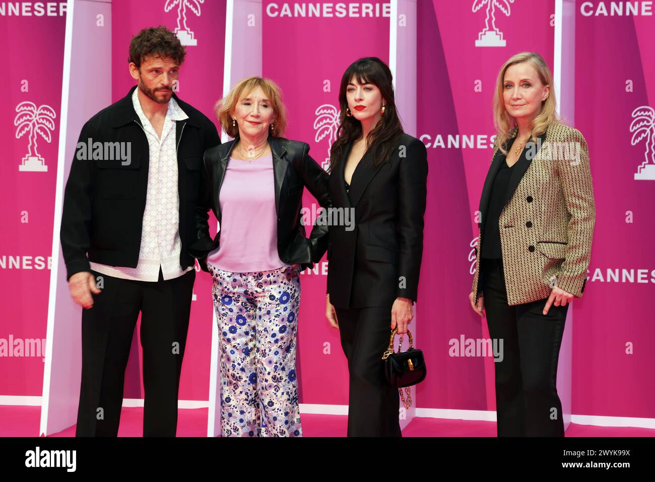 Cannes, France. 06th Apr, 2024. CANNES, France 6. APRIL; Arnaud Binard, Marie-Anne Chazel, Nolwenn Leroy and Catherine Marchal attend the Pink Carpet on Day Two of the 7th Canneseries International Festival on April 06, 2024 in Cannes, France picture and copyright Thierry CARPICO/ATP images (CARPICO Thierry/ATP/SPP) Credit: SPP Sport Press Photo. /Alamy Live News Stock Photo