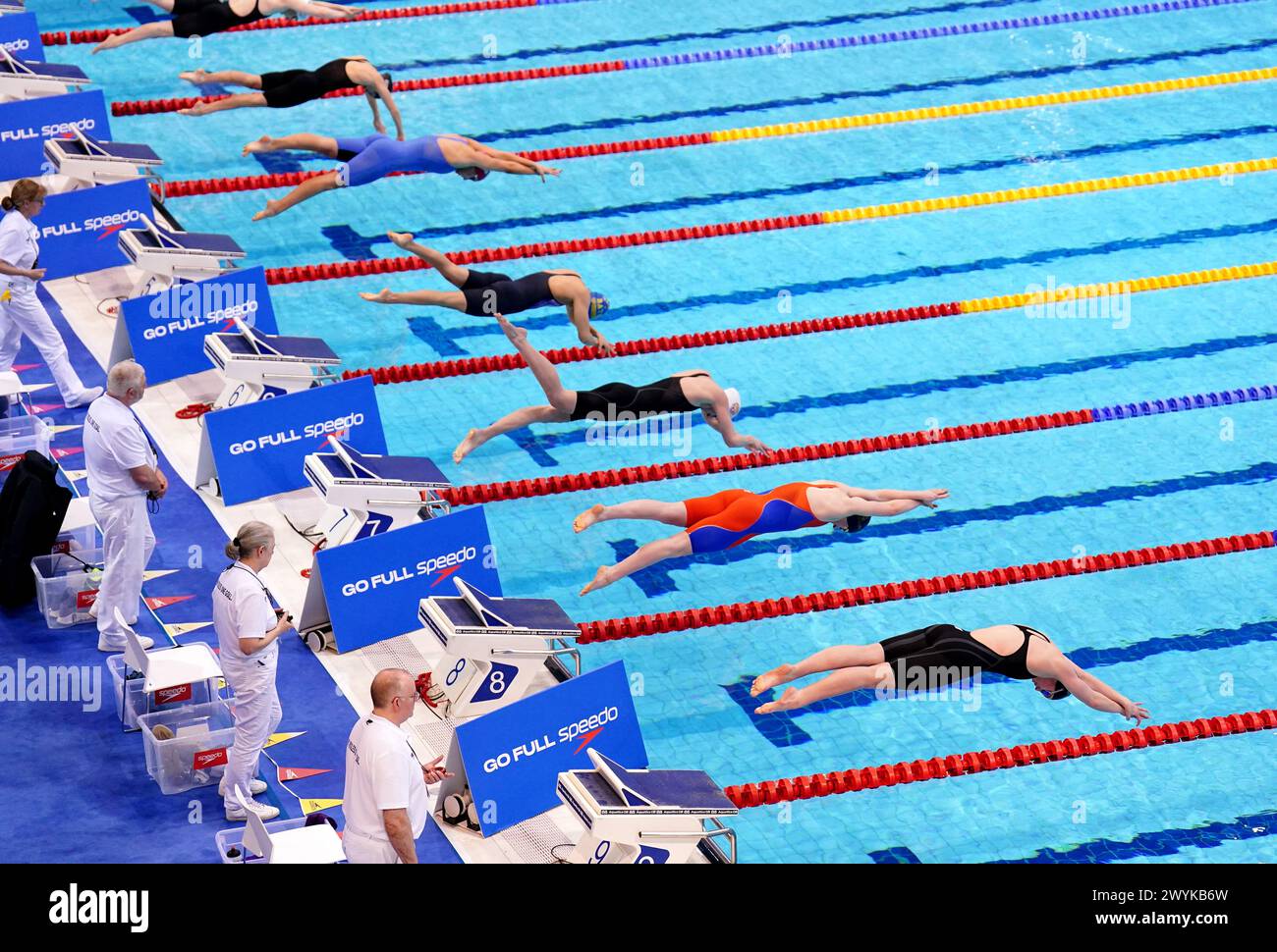 A general view of racing on day six of the 2024 British Swimming