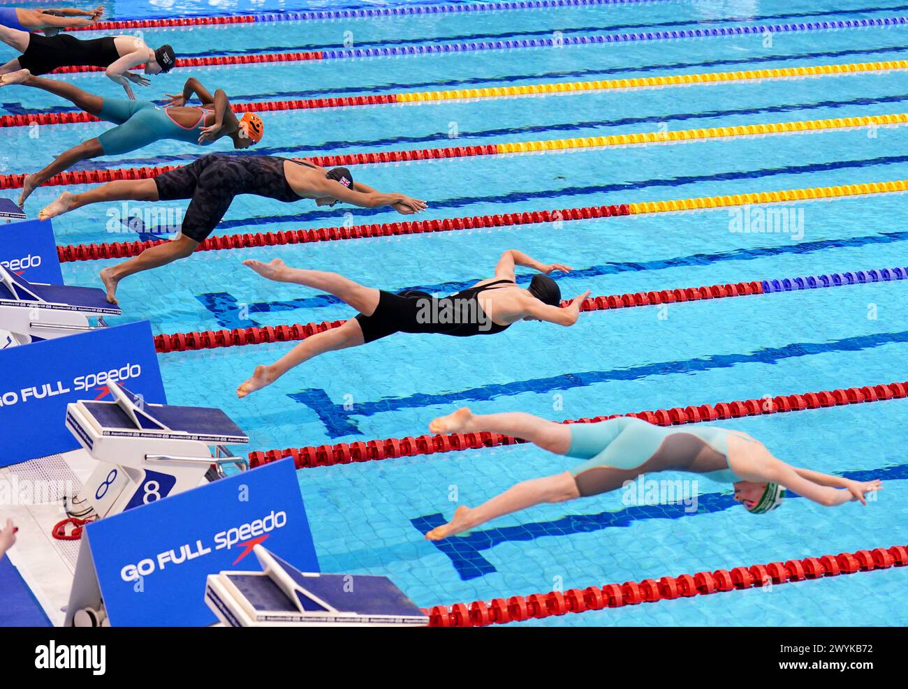 A general view of racing on day six of the 2024 British Swimming