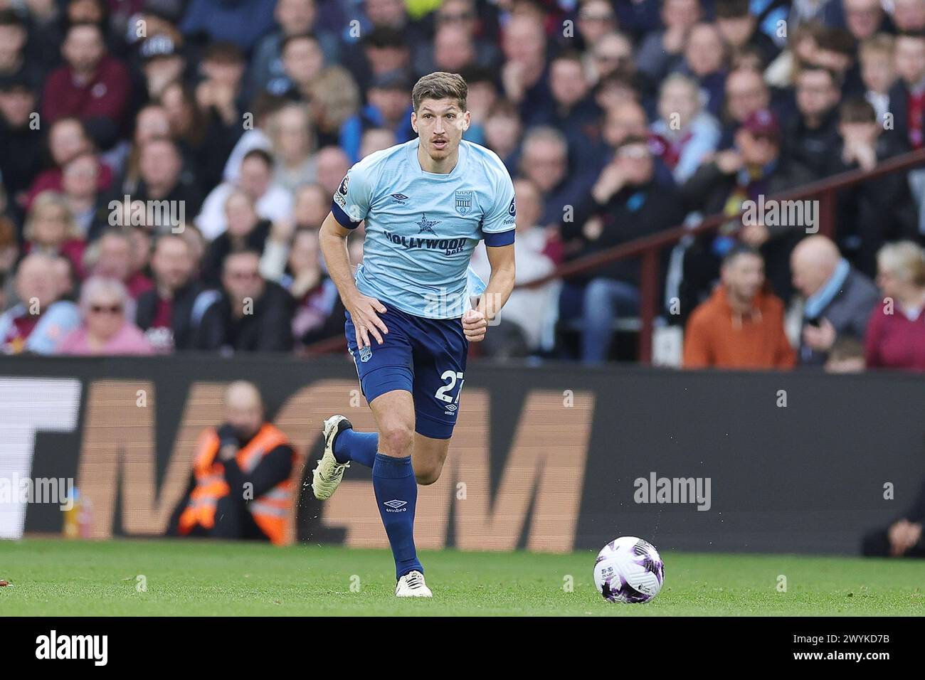 Vitaly Janelt (27) of Brentford during the English championship Premier League football match between Aston Villa and Brentford on 6 April 2024 at Villa Park in Birmingham, England Stock Photo