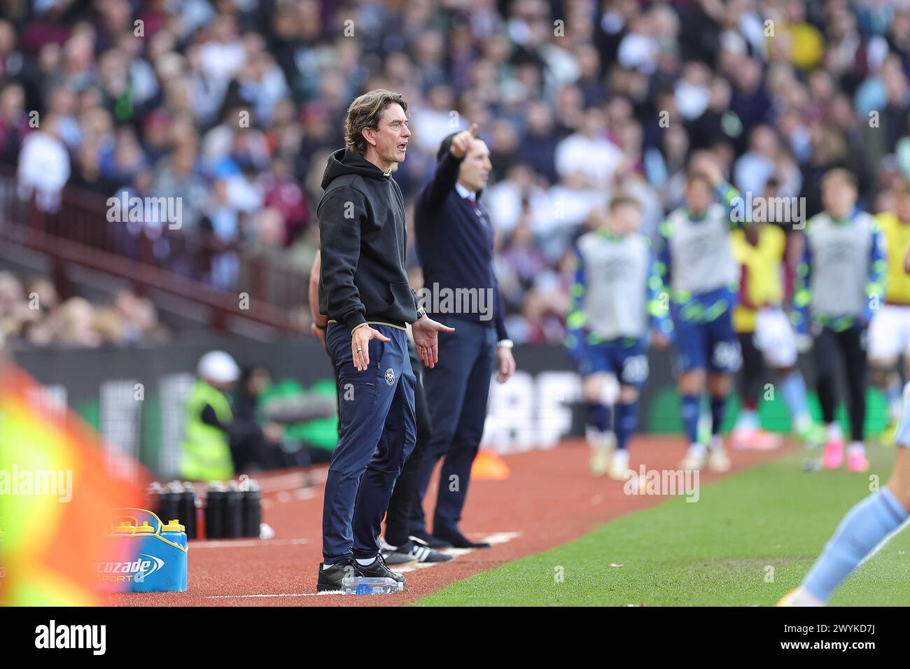 Thomas Frank Manager of Brentford during the English championship Premier League football match between Aston Villa and Brentford on 6 April 2024 at Villa Park in Birmingham, England Stock Photo