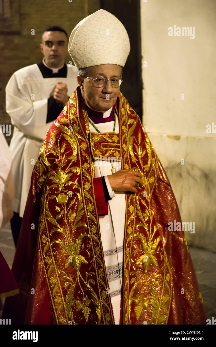 Chieti, Italy - 29 March 2024: Bishop of Chieti during the famous Good Friday procession in Chieti (Italy) Stock Photo