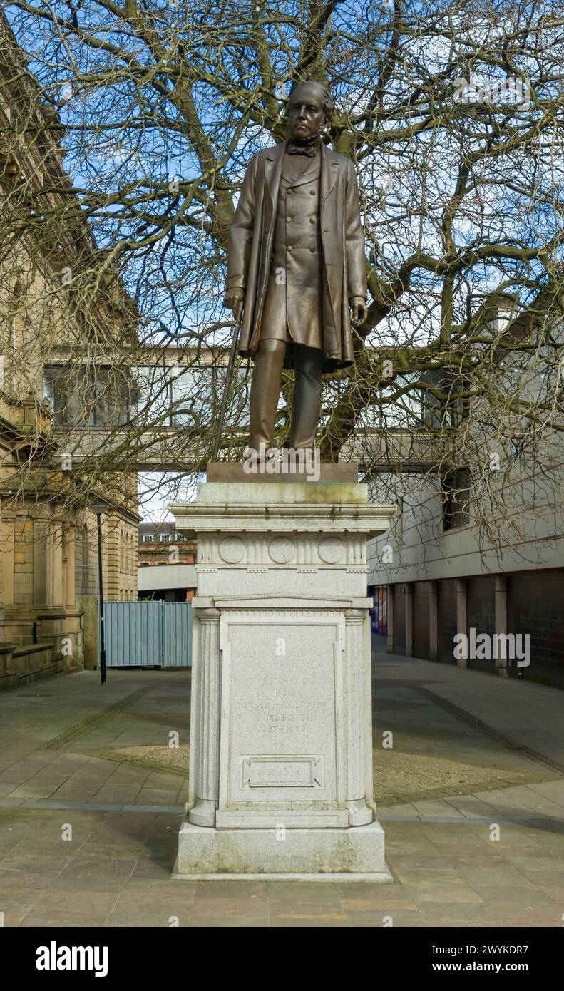 The statue of William Henry Hornby, the first mayor of Blackburn in Lancashire, UK Stock Photo