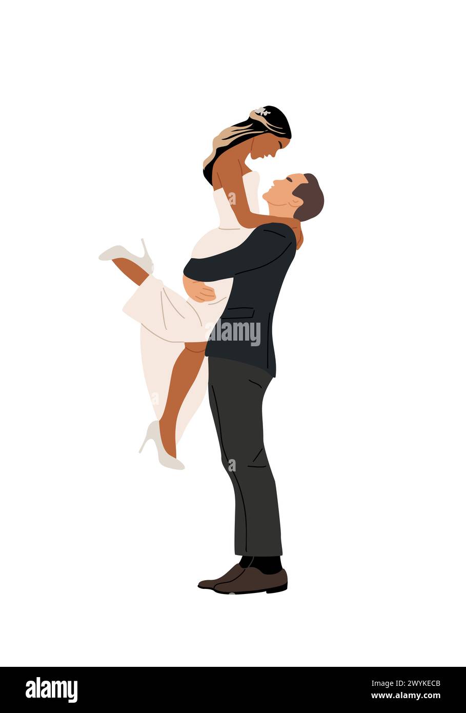 Happy Wedding couple vector isolated on white Stock Vector Image & Art ...