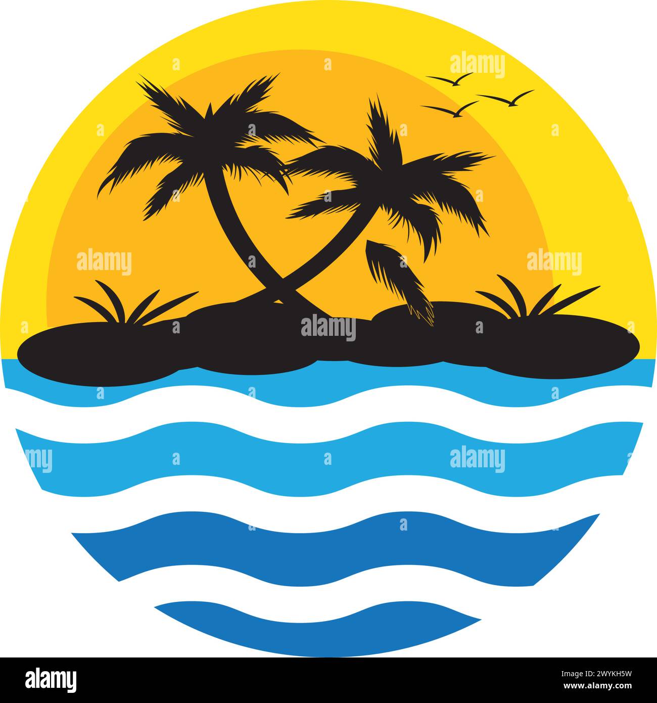 coconut tree Icon Logo Template vector illustration design Stock Vector