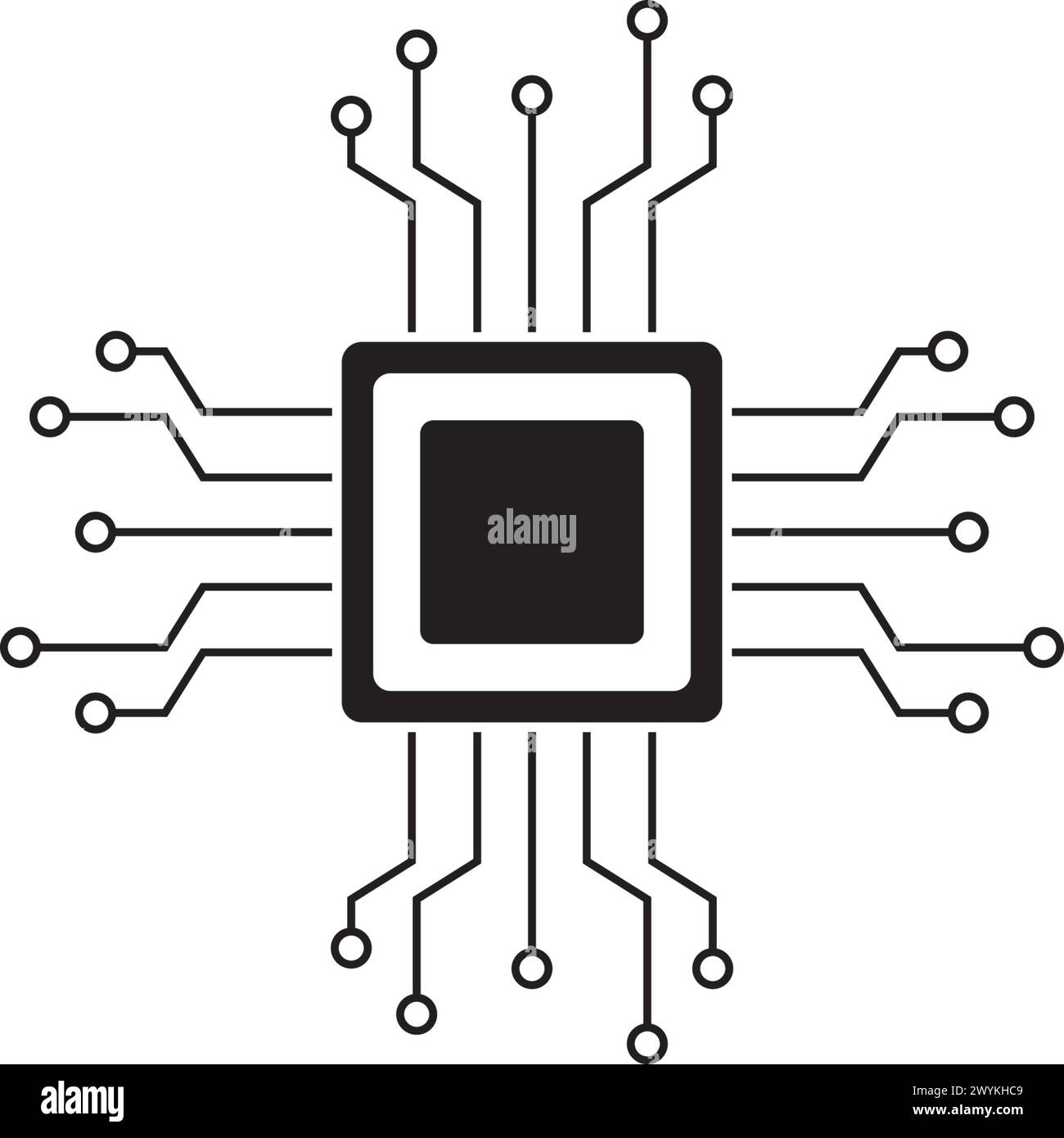 Computer chip icon vector Black and White Stock Photos & Images - Alamy