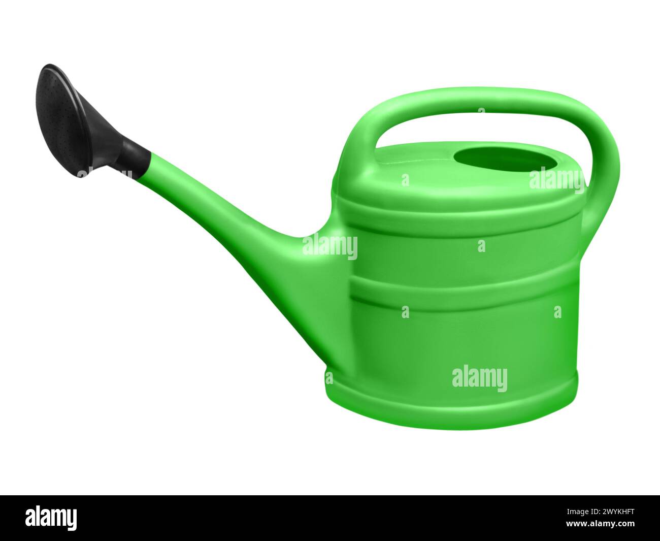 Green watering can isolated on white background Stock Photo