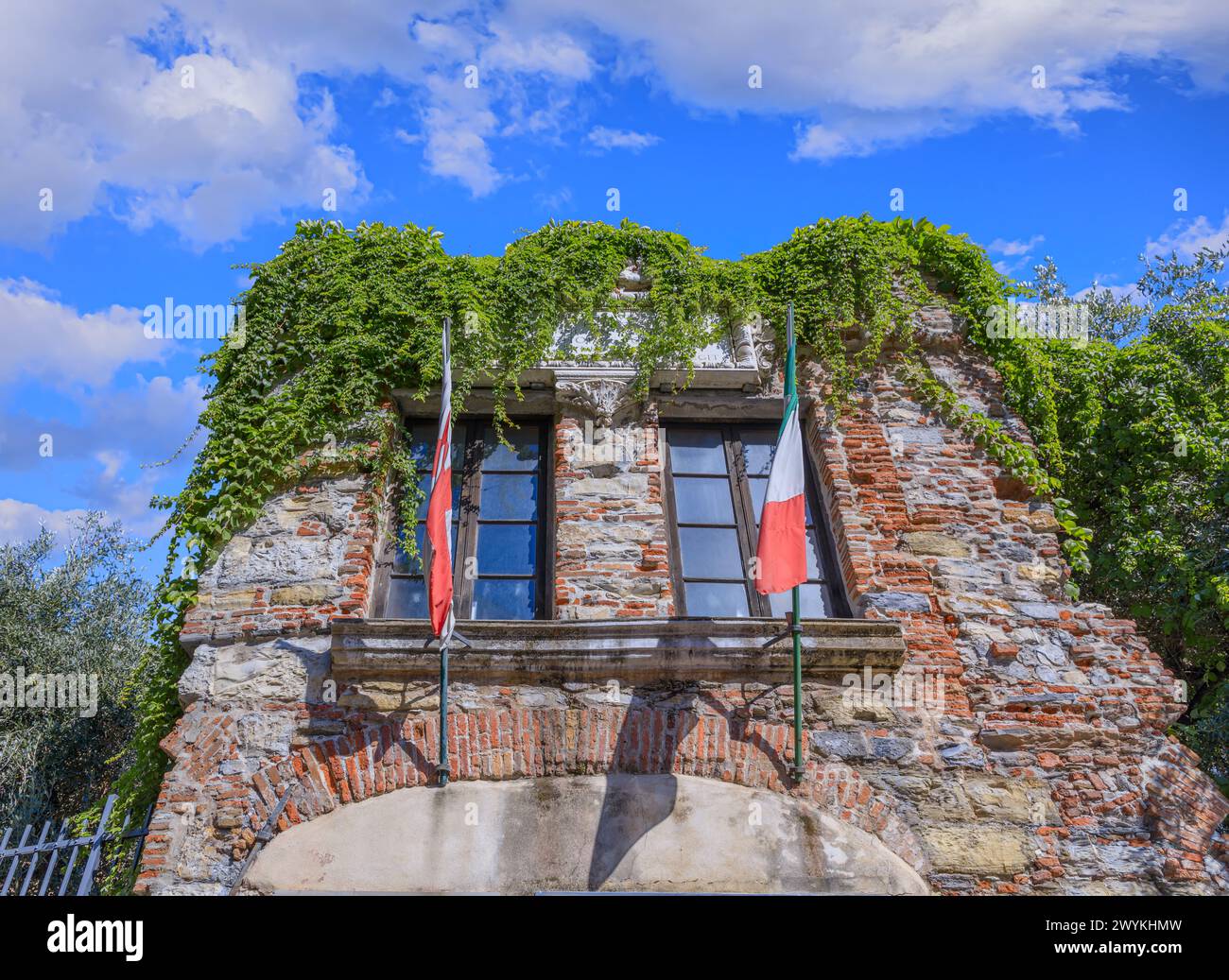 Genoa cityscape, Italy Columbus' House in the historical center Stock