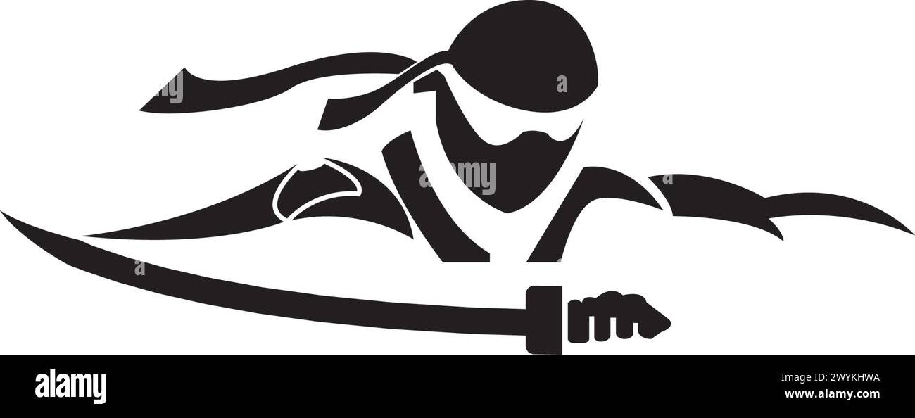 Ninja warrior icon. Simple black ninja head logo illustration design