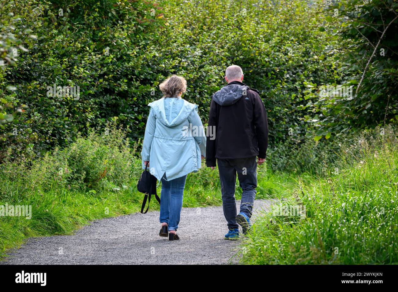 Paths for all, Loch Leven, Heritage Trail, couple walkers Stock Photo