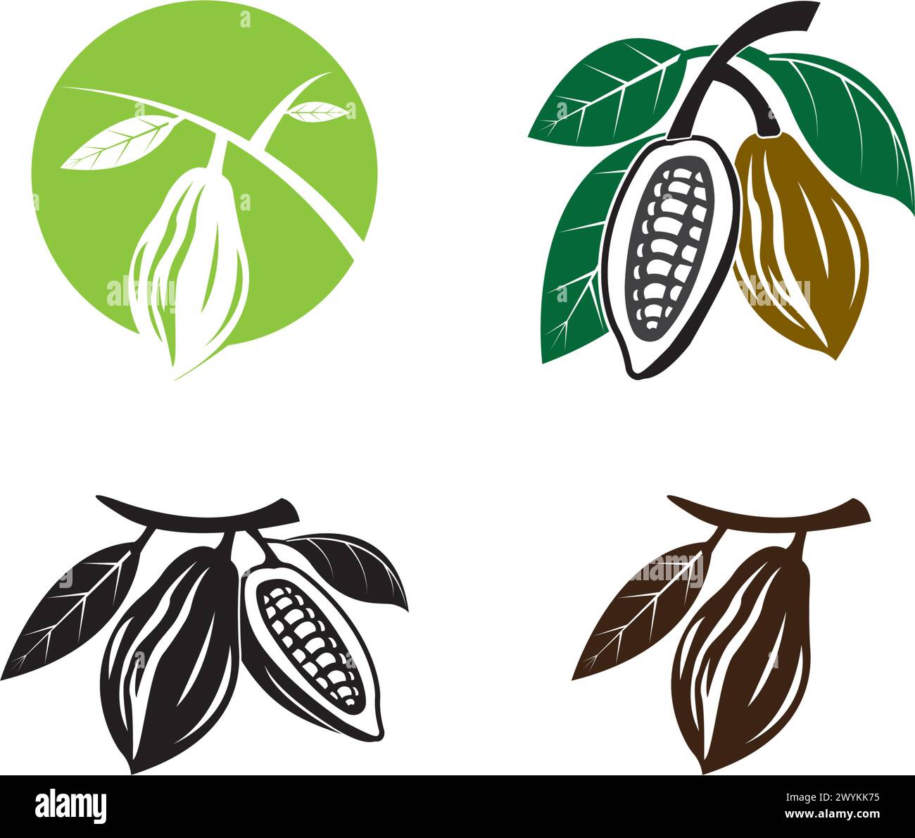 Cacao, cocoa logo vector icon illustration design Stock Vector