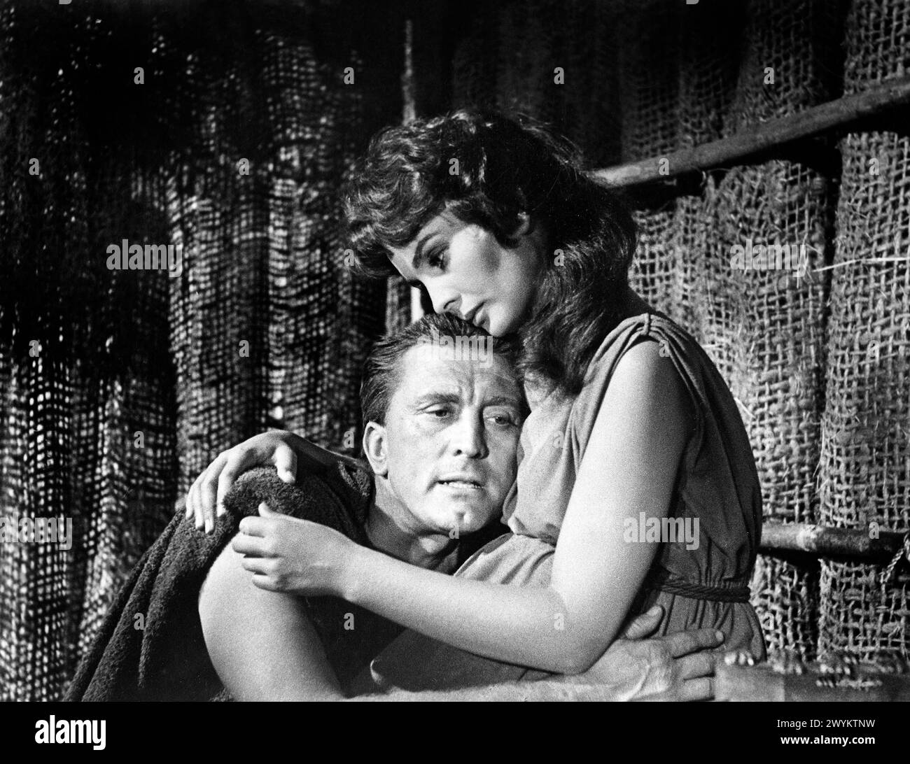 Kirk Douglas, Jean Simmons, on-set of the film, 'Spartacus', Universal Pictures, 1960 Stock Photo