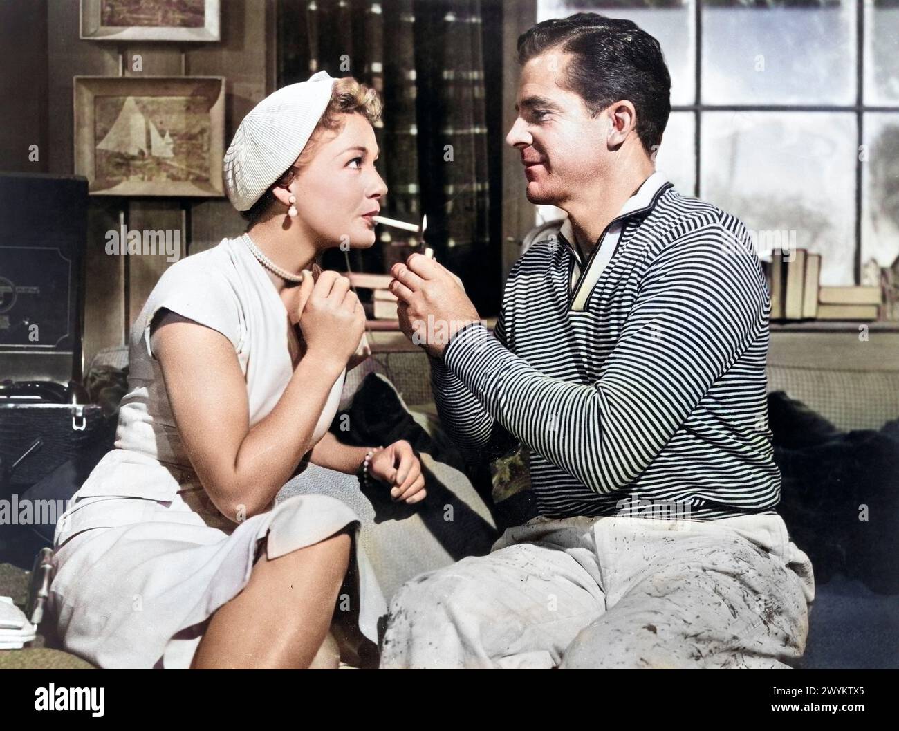 Betty Hutton, Dana Andrews, on-set of the film, 'Spring Reunion', United Artists, 1957 Stock Photo