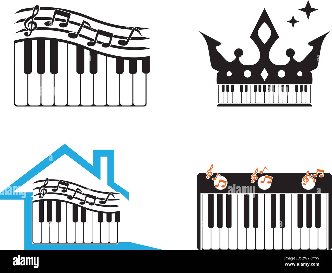 Piano logo template vector icon illustration design Stock Vector