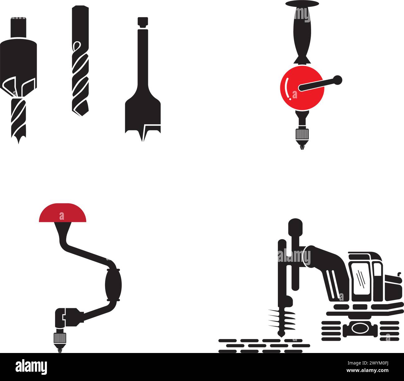 Drill tool icon vector illustration,construction icon and background. Stock Vector