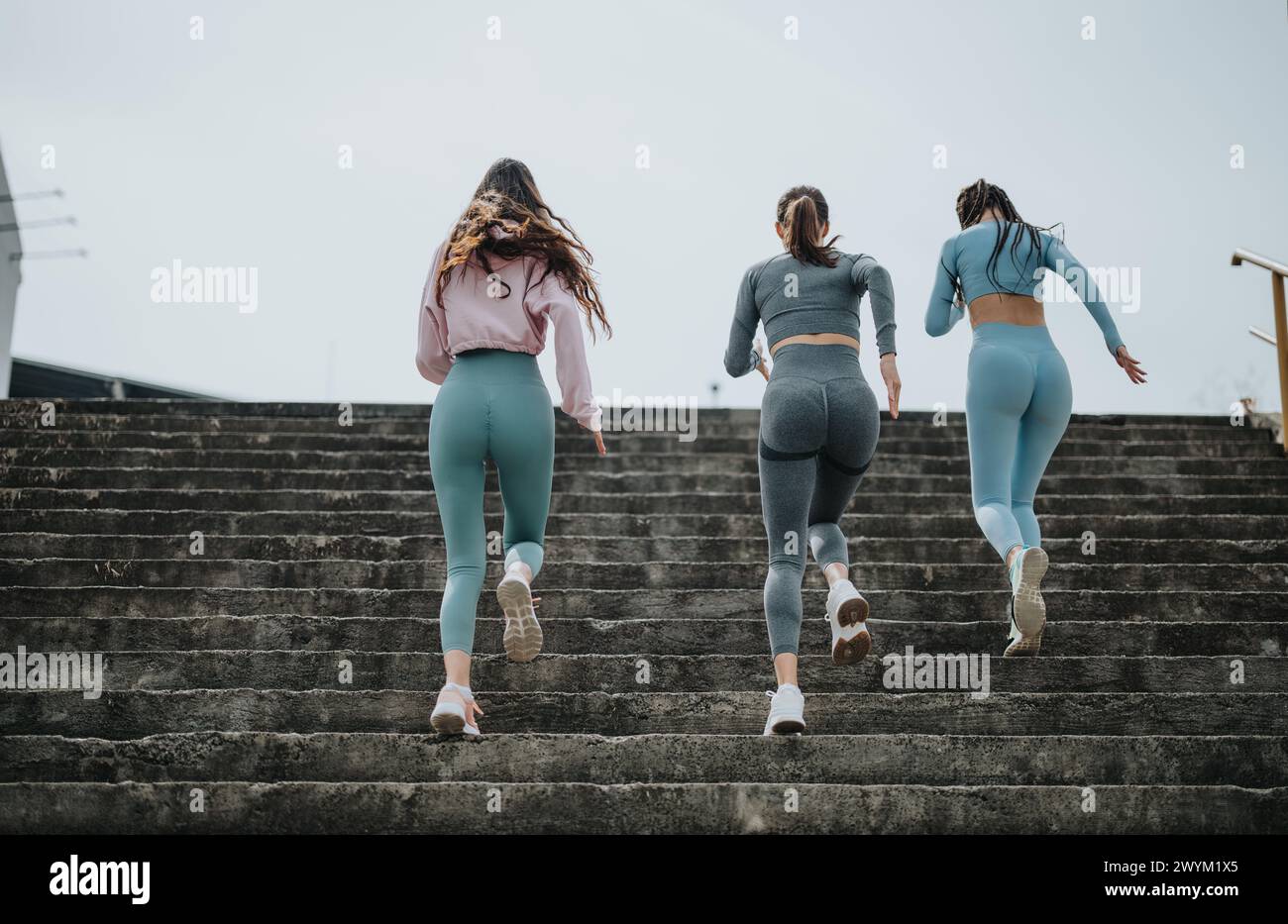 Young woman running up stairs hi-res stock photography and images - Alamy