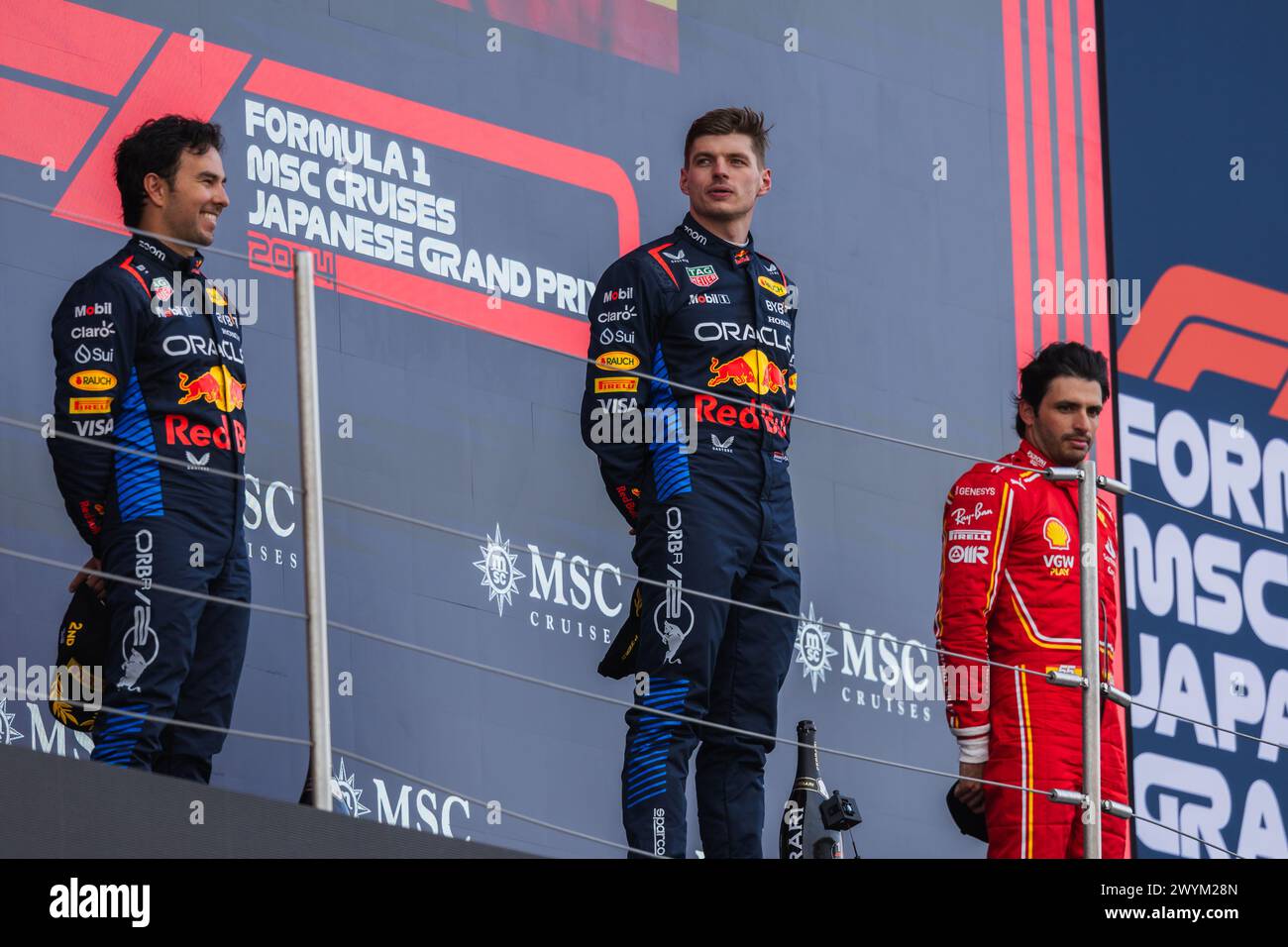 Suzuka Circuit, Mie, Japan. 7.April.2024; Max Verstappen, Sergio Perez