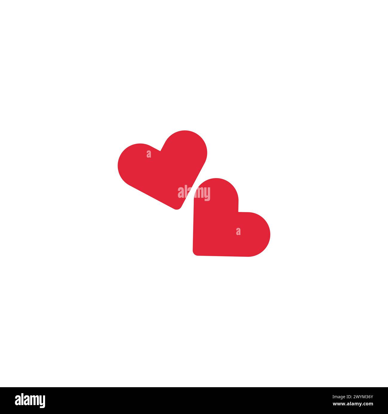 Two hearts icon, vector isolated love red smbol Stock Vector Image ...