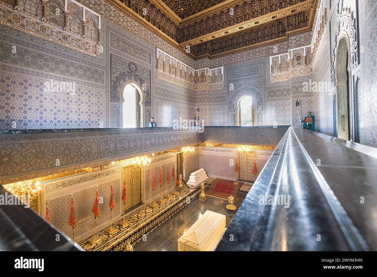 Interior of the Royal Mausoleum of Mohammed V in Rabat, Morocco. It ...