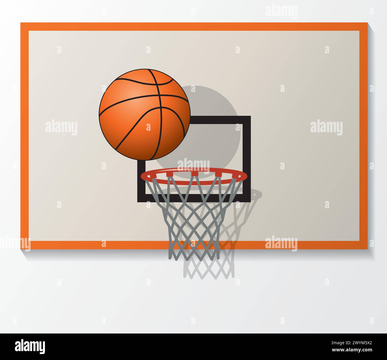 vector illustration of basketball net and backboard set, ball dunk in the hoop Stock Vector