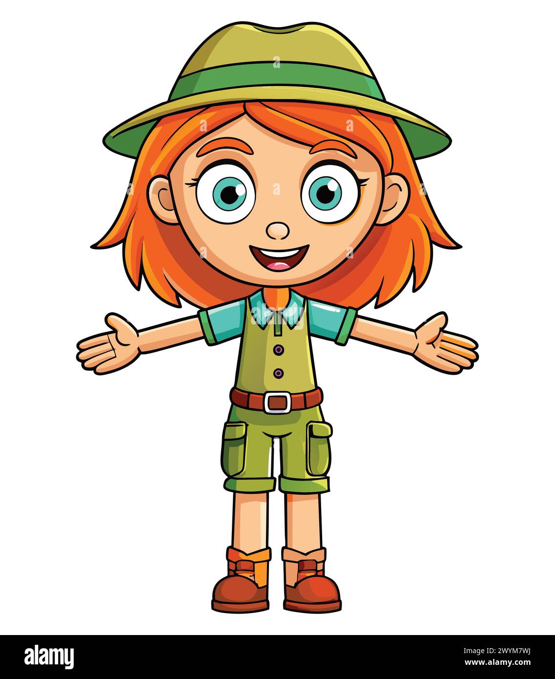 an-adorable-cute-illustration-of-a-10-year-old-girl-in-a-t-pose-for-2d