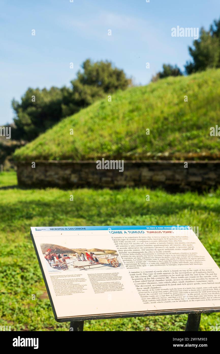 Tomb of the chariots, Etruscan tomb in Necropolis of San Cerbone, Archaeological Park of Baratti and Populonia, province of Livorno, Tuscany, Italy Stock Photo