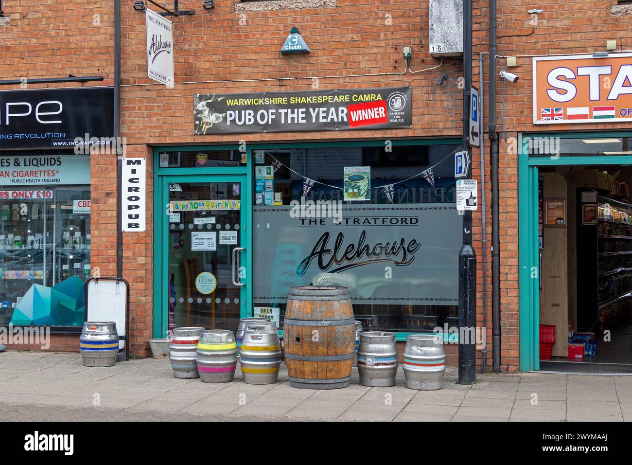 Beer barrels, Pub of the year, Stratford upon Avon, England, Great