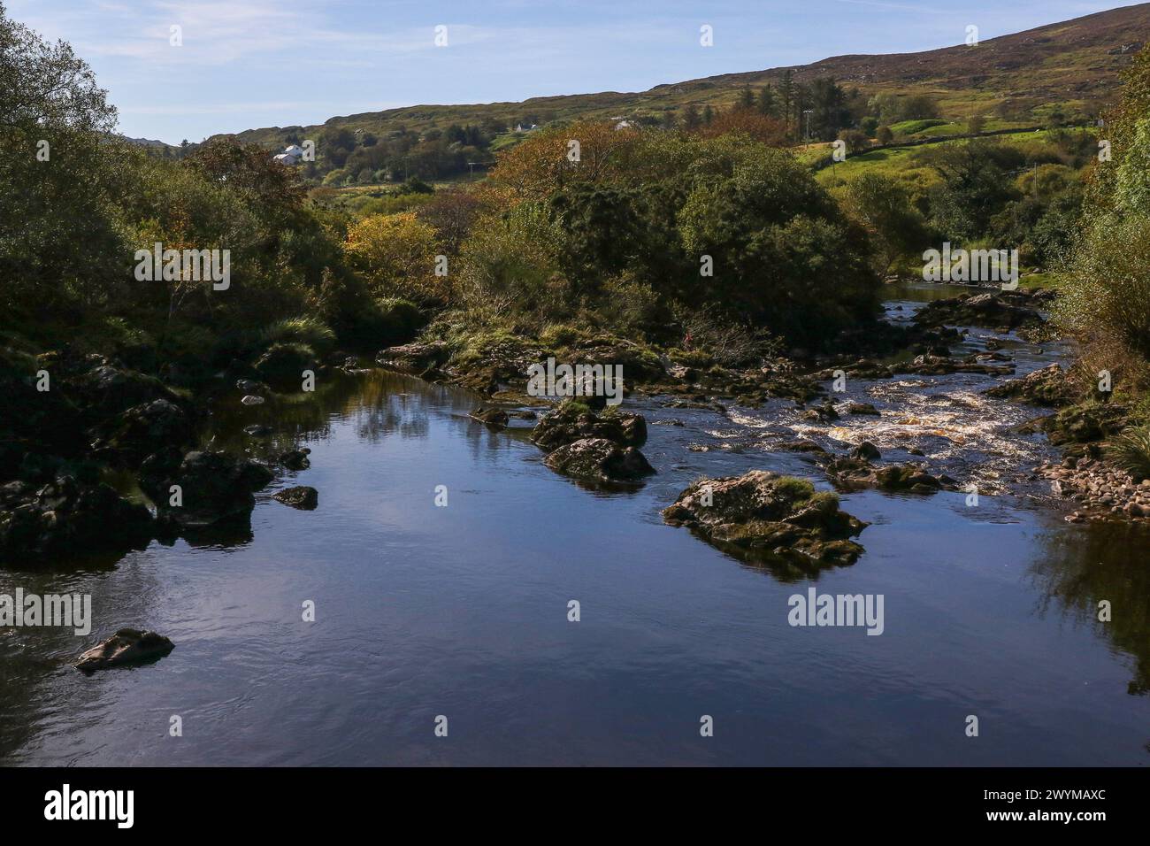 Salmon pool Glen River Slieve League County Donegal Ireland early autumn. Stock Photo