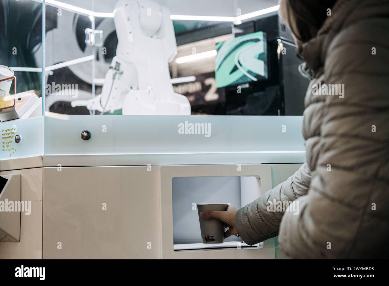 Automated Cafe Dispensing Drink to Customer Stock Photo - Alamy