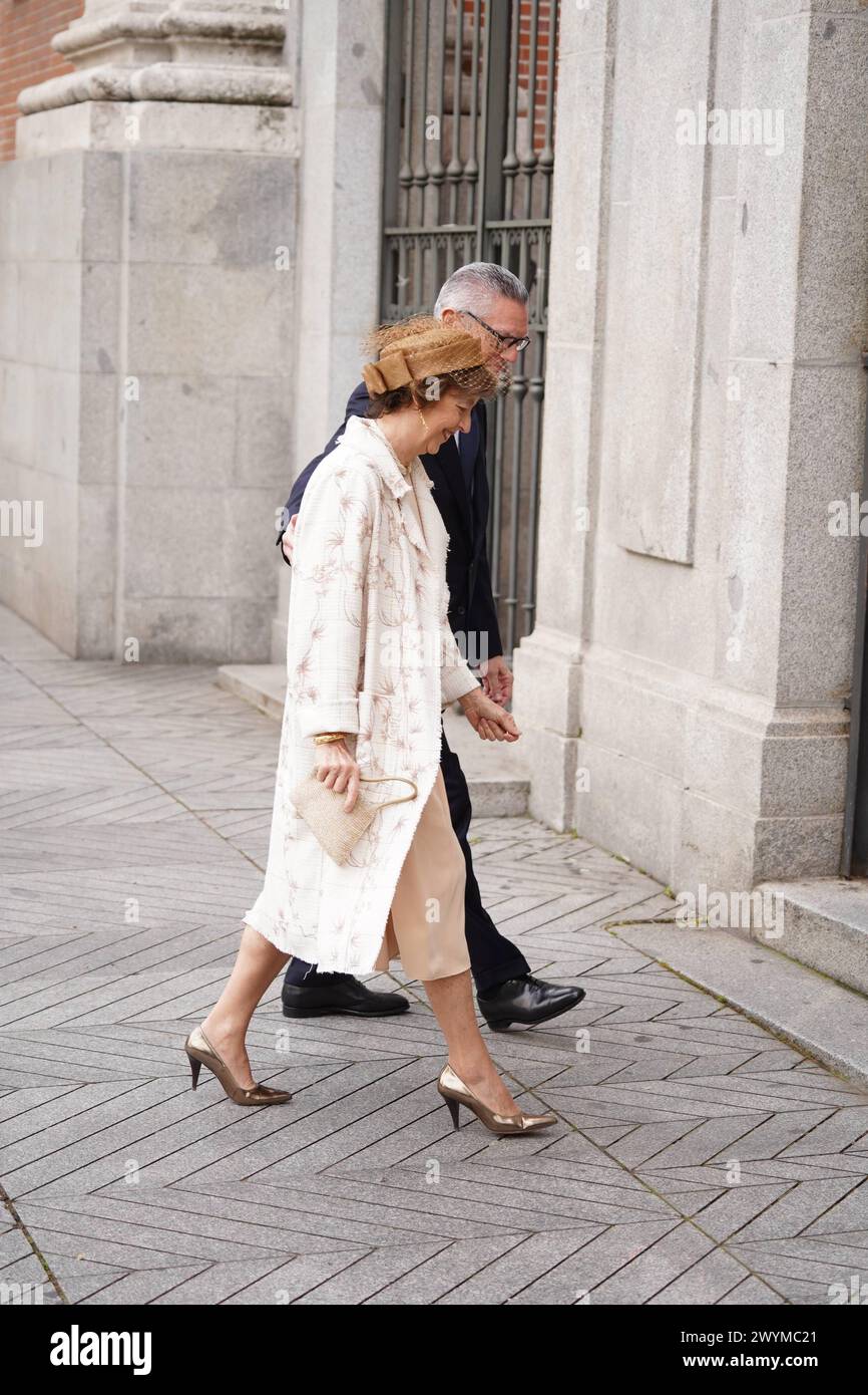 Madrid, Spain. 06th Apr, 2024. Wedding of Jose Luis Martinez Almeida and Teresa Urquijo in the San Francisco de Borja parish in the Salamanca neighborhood of Madrid. Saturday April 6, 2024 797/David/Cordon Press Alberto Ruiz-Gallardon con su mujer Maria del Mar Utrera Credit: CORDON PRESS/Alamy Live News Stock Photo