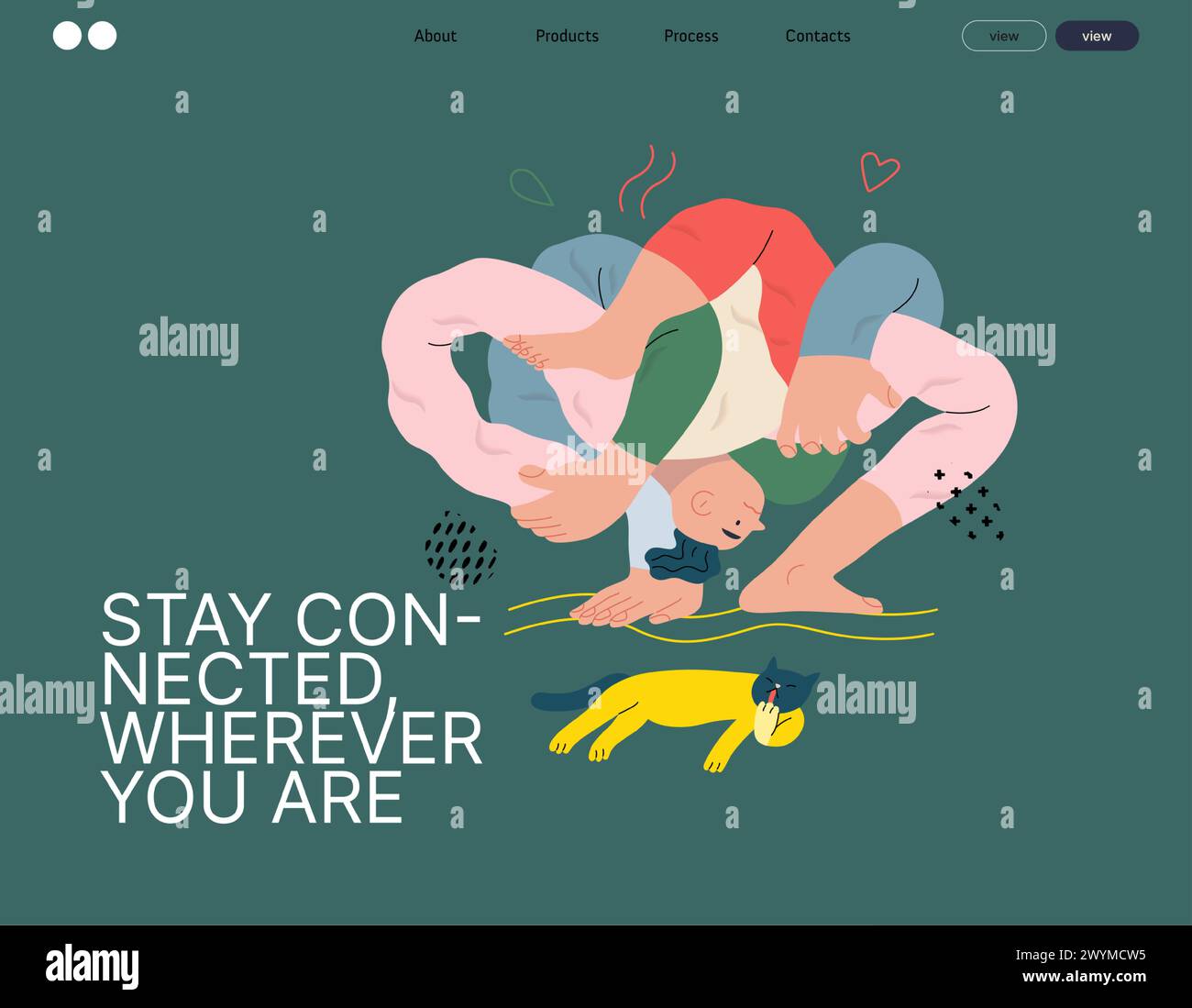 Life Unframed Yoga modern flat vector concept illustration of man