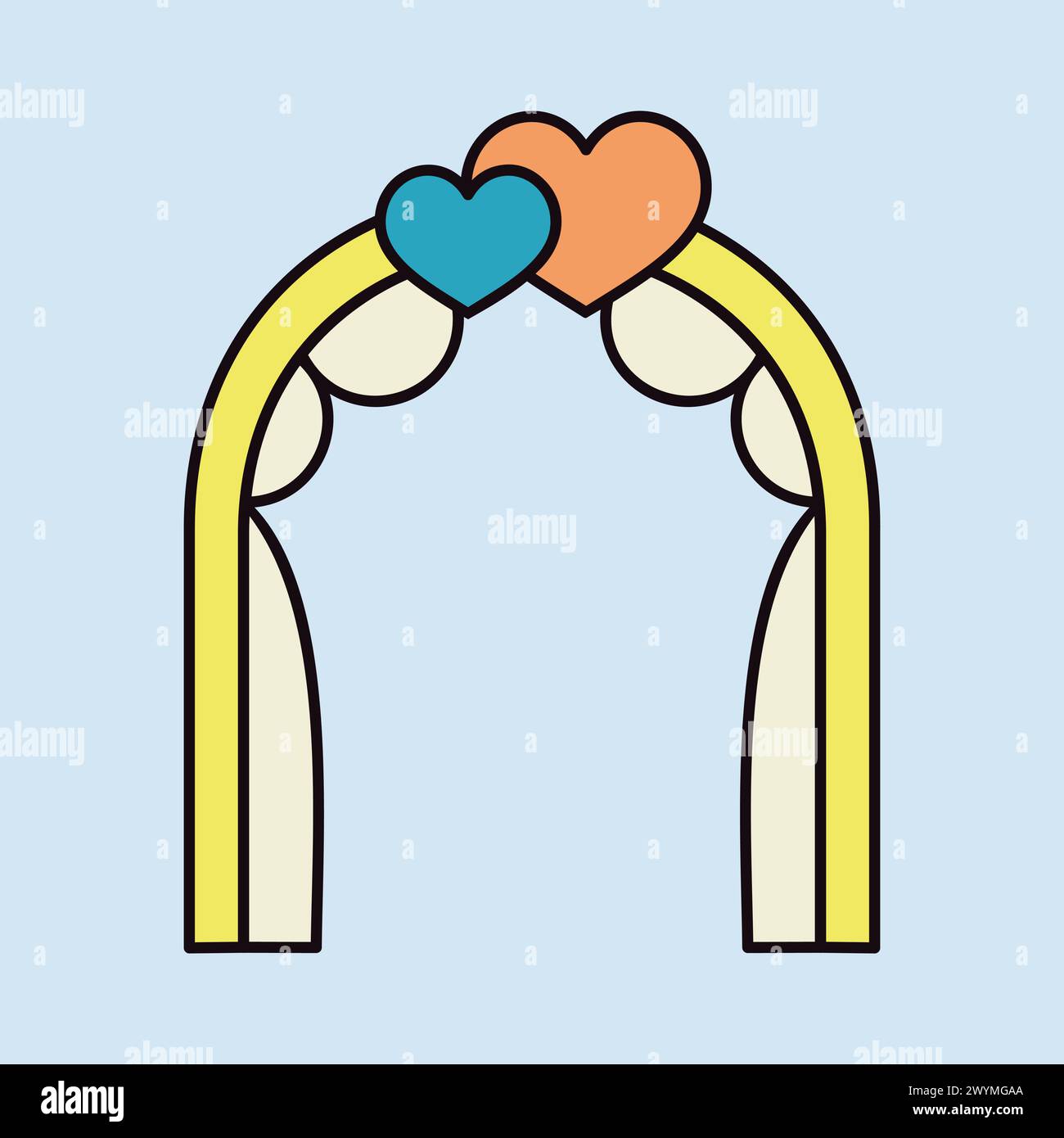 Wedding arch with hearts isolated icon. Vector illustration, romance ...