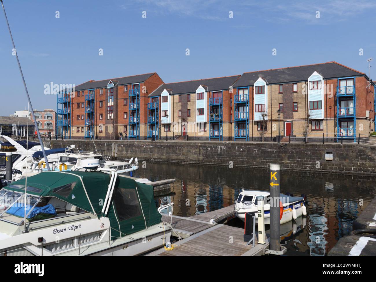 Swansea marina in the old town dock Wales UK, quayside waterfront housing houses, urban