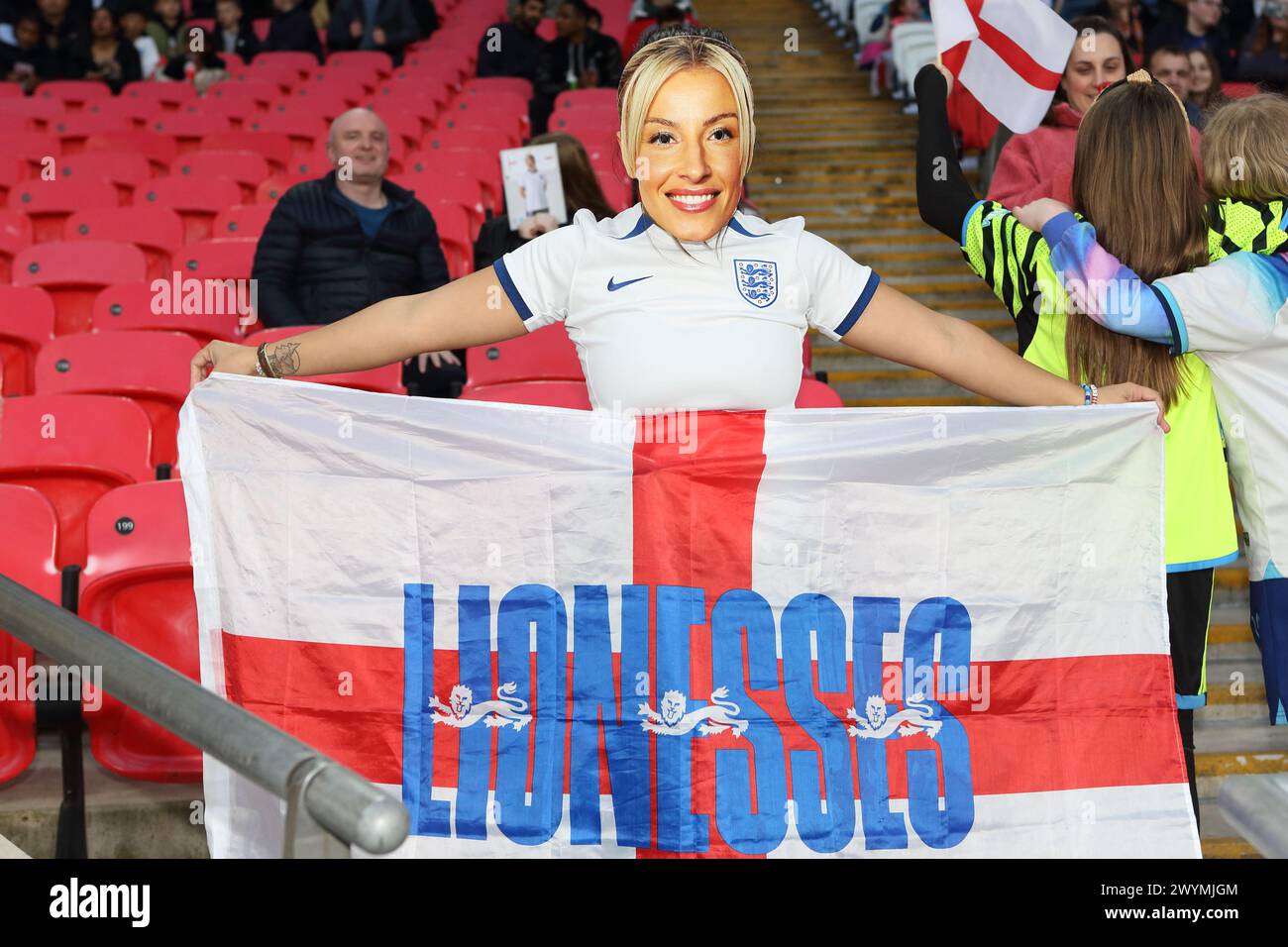 Fan with Lionesses flag and mask England v Sweden UEFA Women's Euro