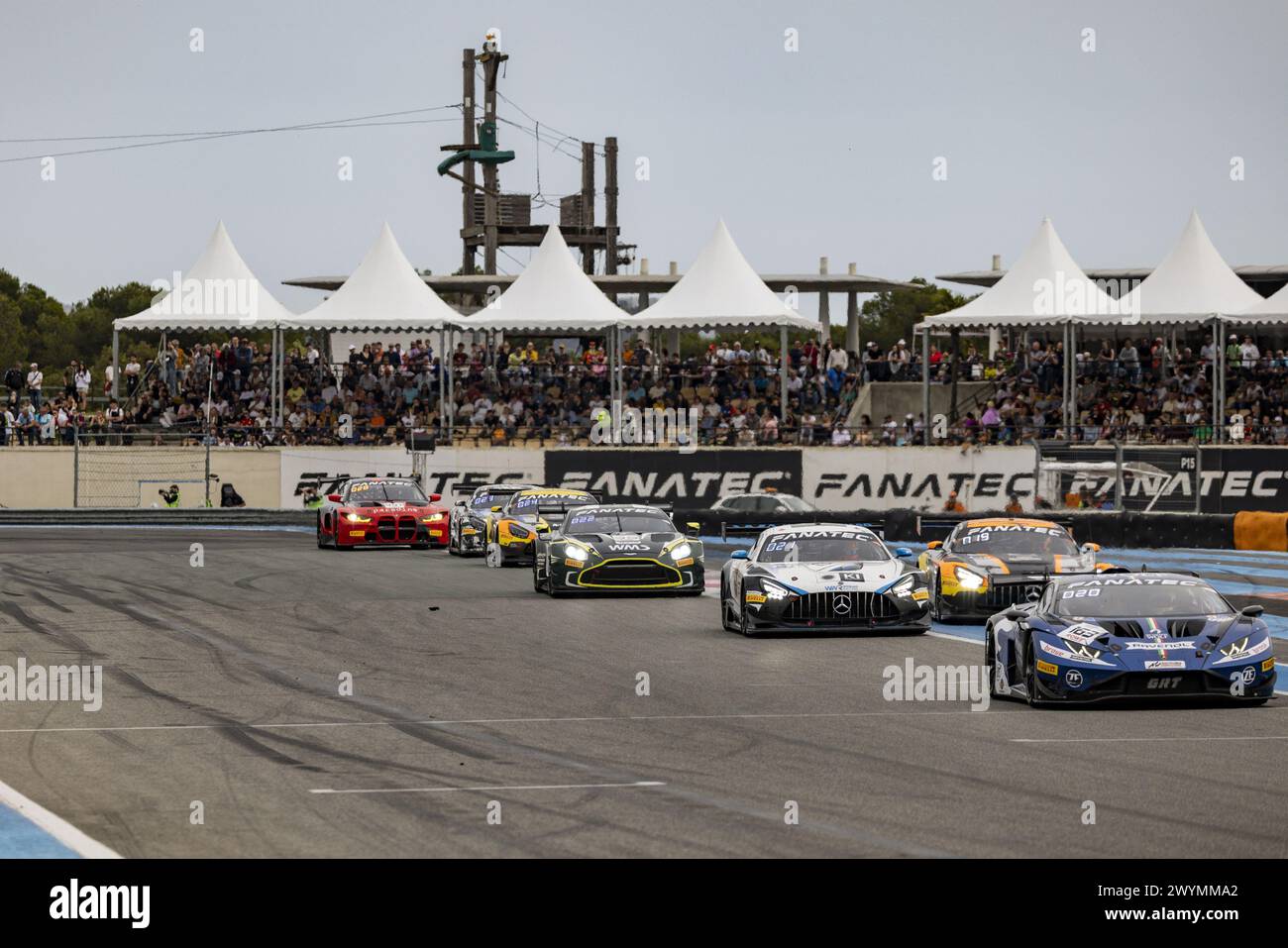 163 ENGELHART Christian (ger), PERERA Franck (fra), MAPELLI Marco (ita), GRT - Grasser Racing Team, Lamborghini GT3 Evo, action during the 1st round of the 2024 Fanatec GT World Challenge powered by AWS on the Circuit Paul Ricard, from April 5 to 7, 2024 in Le Castellet, France Stock Photo