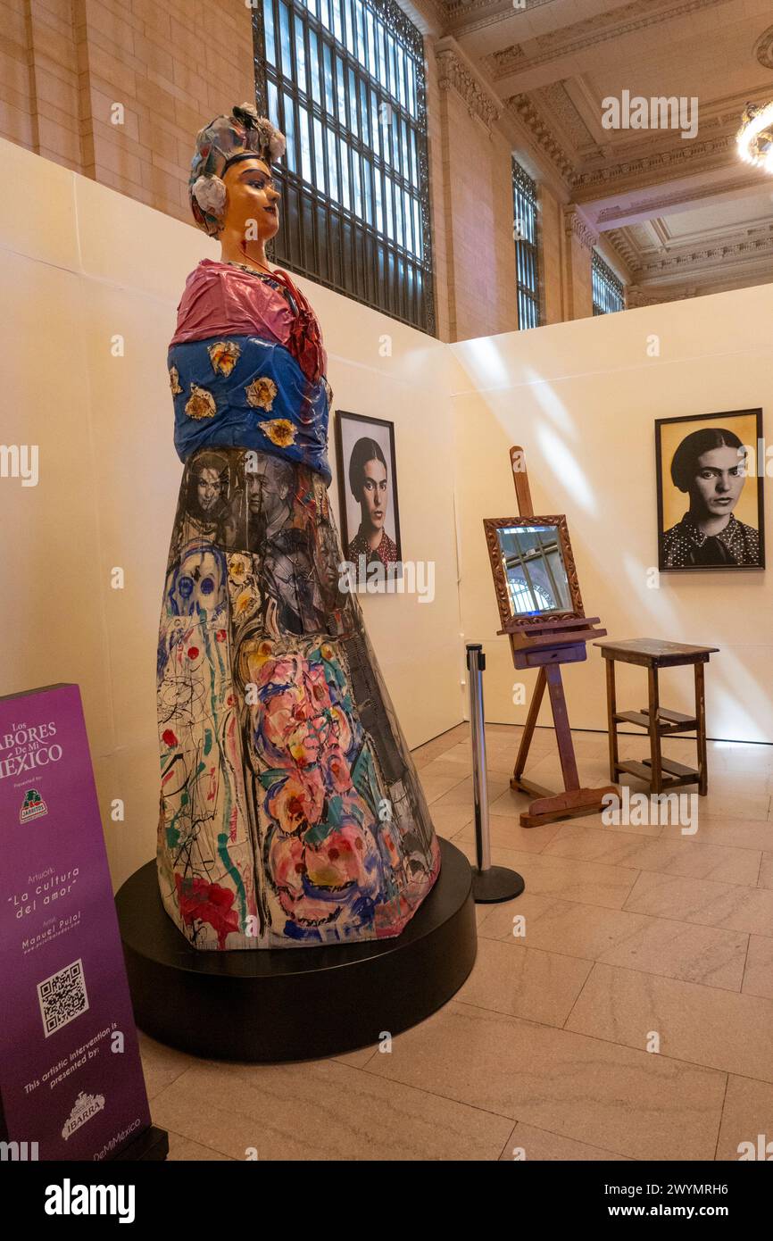‘Los Sabores de Mi Mexico', Frida Kahlo's exhibition in Vanderbilt Hall, 5 thru 7 April 2024, Grand Central Terminal, New York City, USA Stock Photo