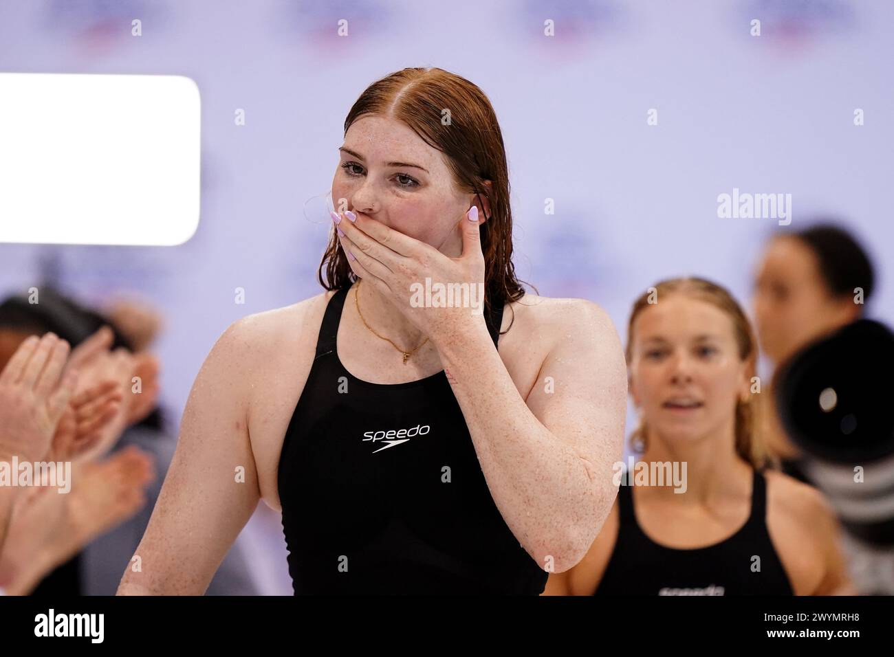 Freya Anderson after racing in the Women's 100m Freestyle Paris Final
