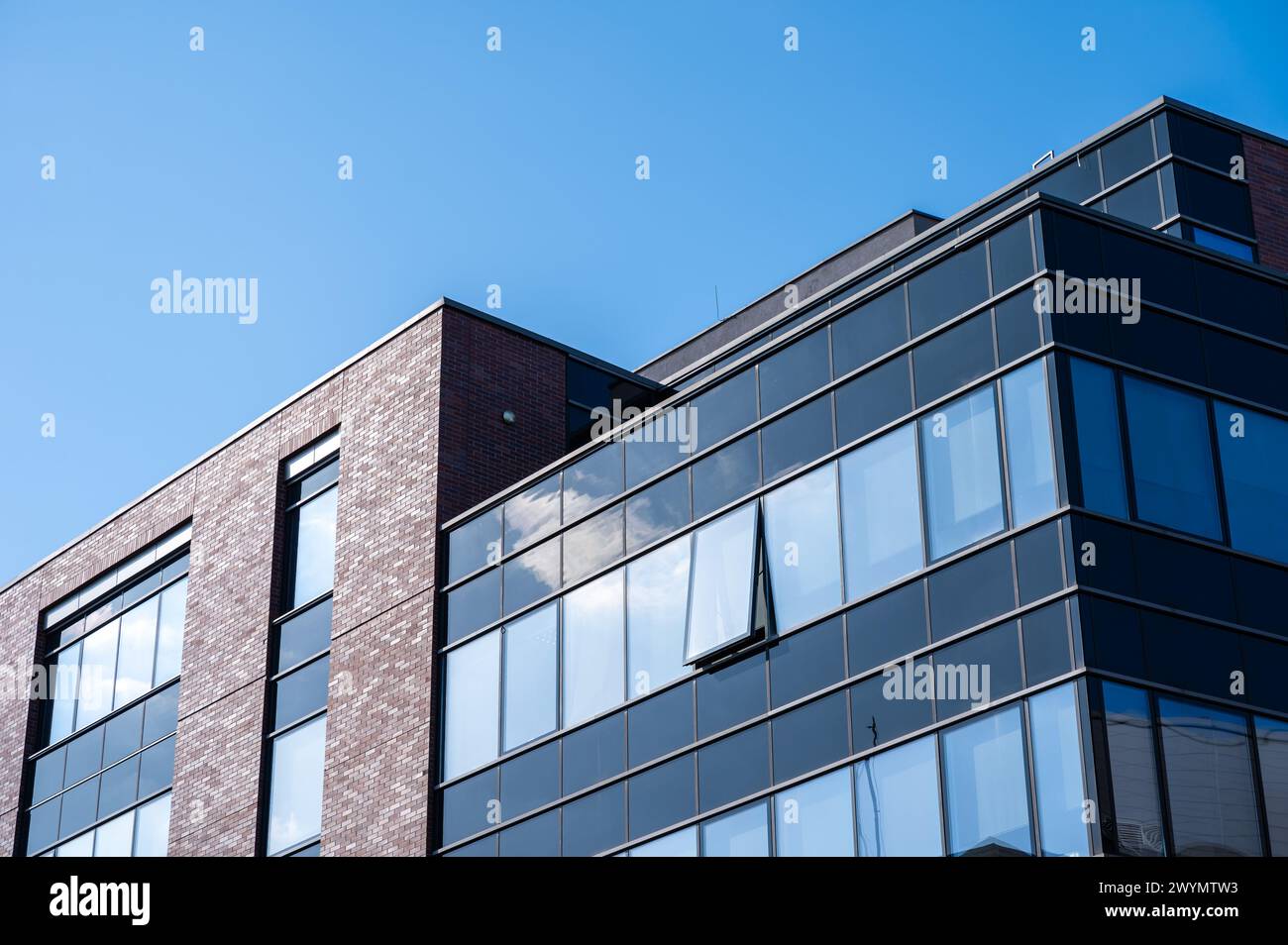 Krakow, Lesser Poland, March 19, 2024 - Detail of the contemporary building of the university campus of philology Stock Photo