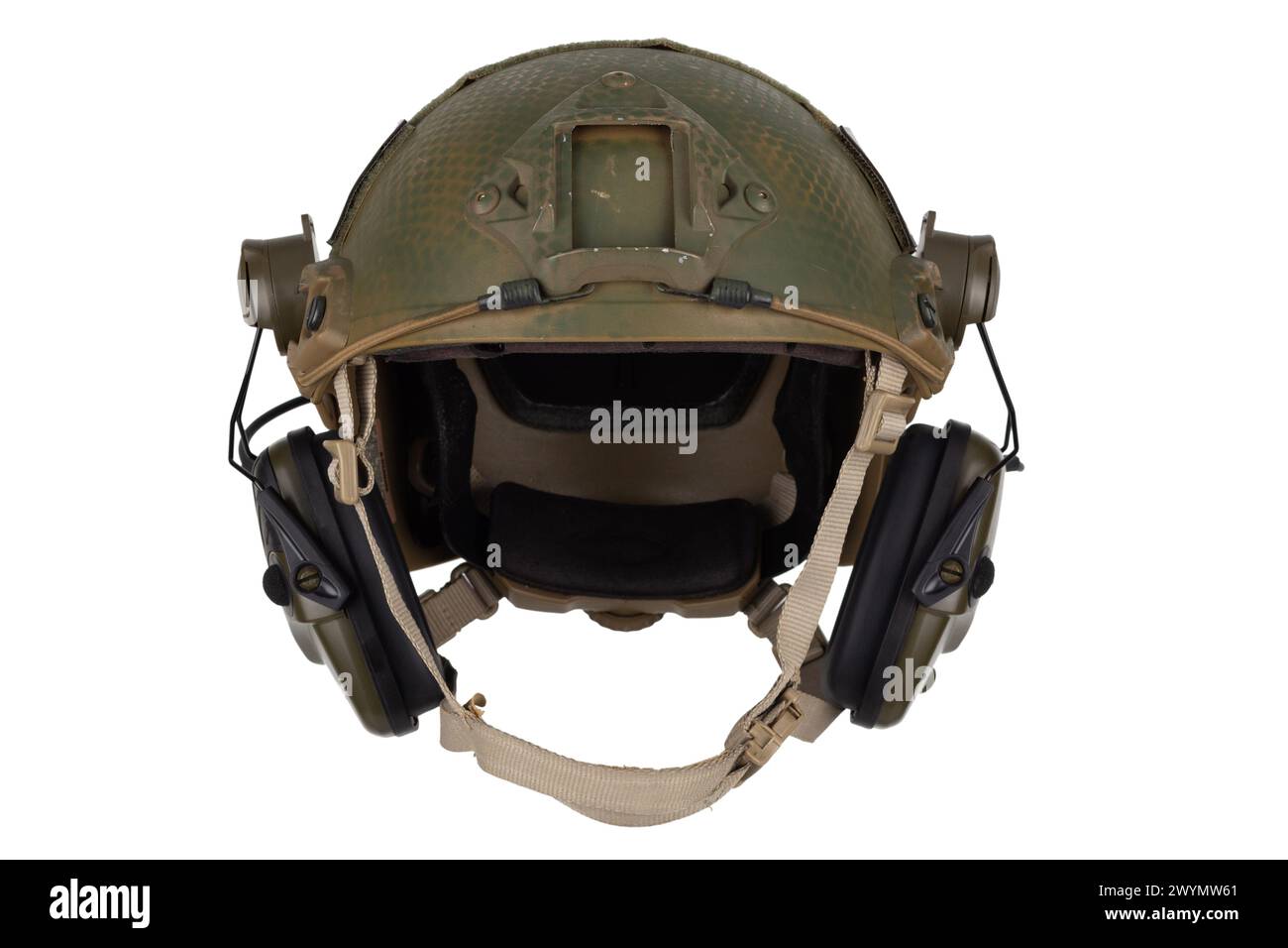 Modern camouflaged army helmet isolated on white background Stock Photo ...