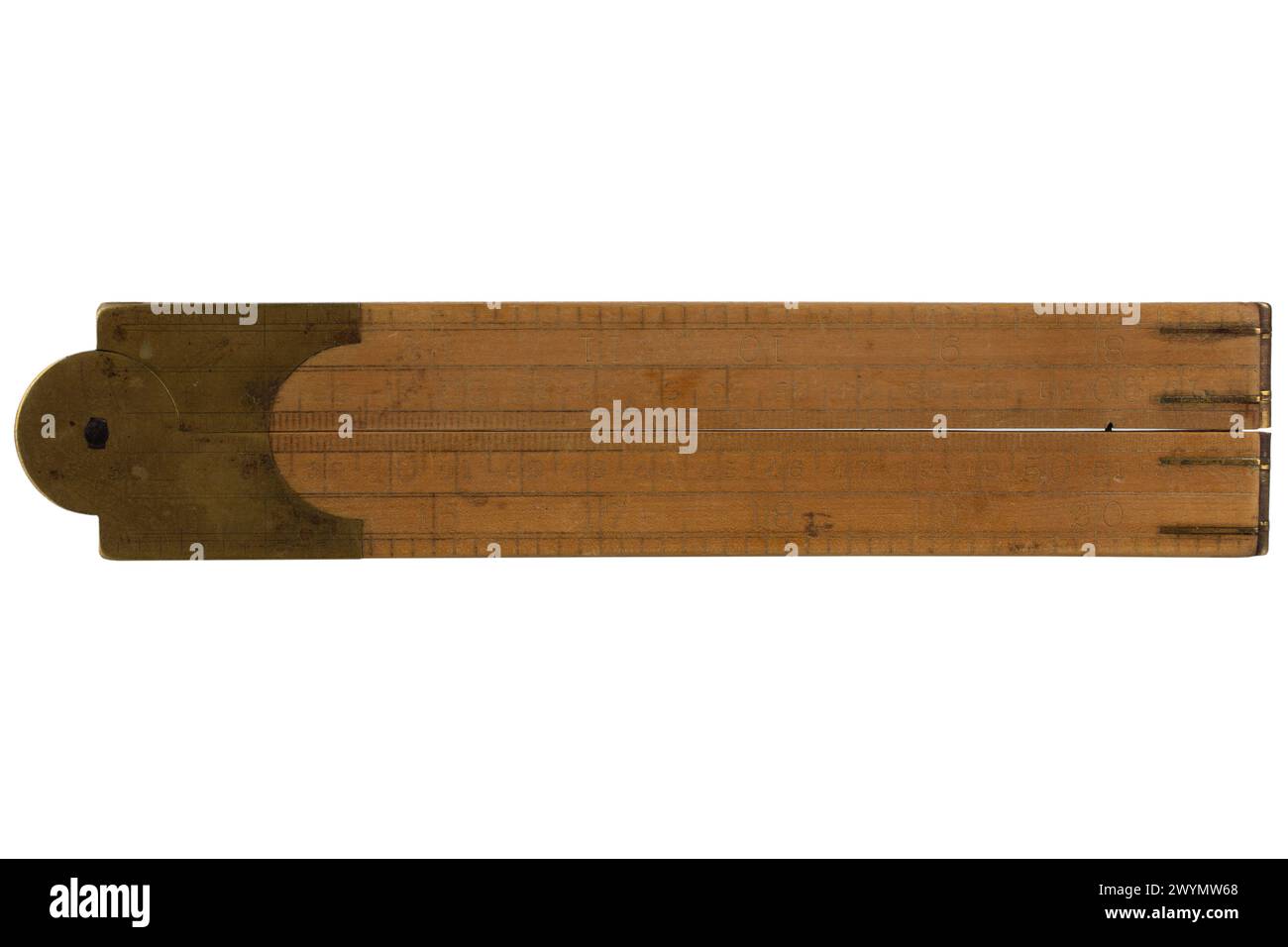 Long Old Ruler Vintage old folding ruler. Isolated on white background Stock Photo - Alamy
